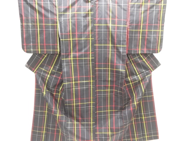 格子織り出し米沢紬着物アンサンブル